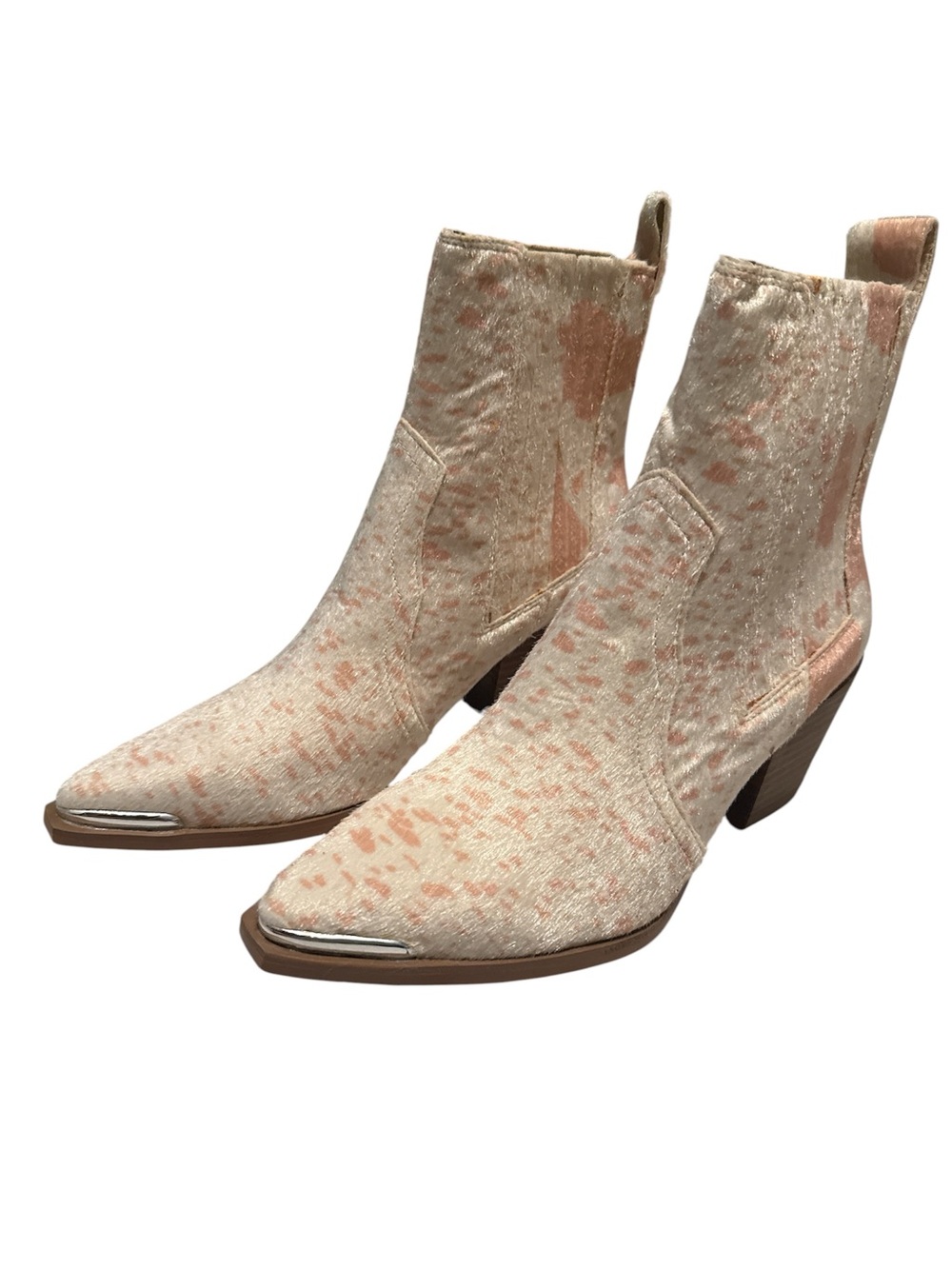 Women’s White & Camel Velvet Ankle Boots